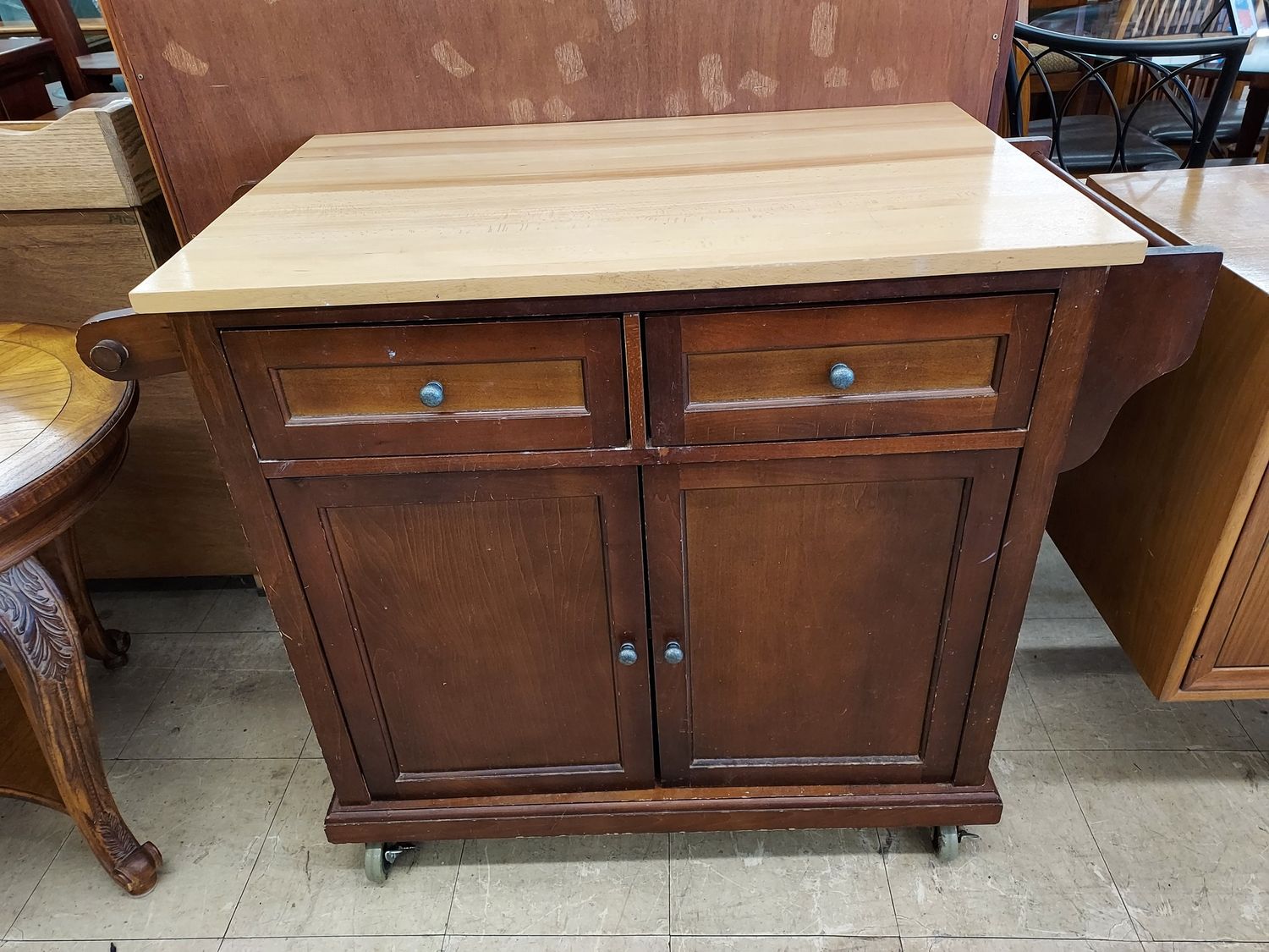 Butcher Block Rolling Island
