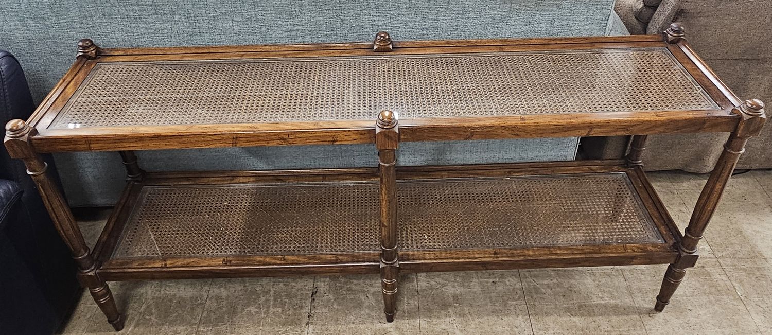 Vintage French Country Provincial Two-Tier Console Sofa Table