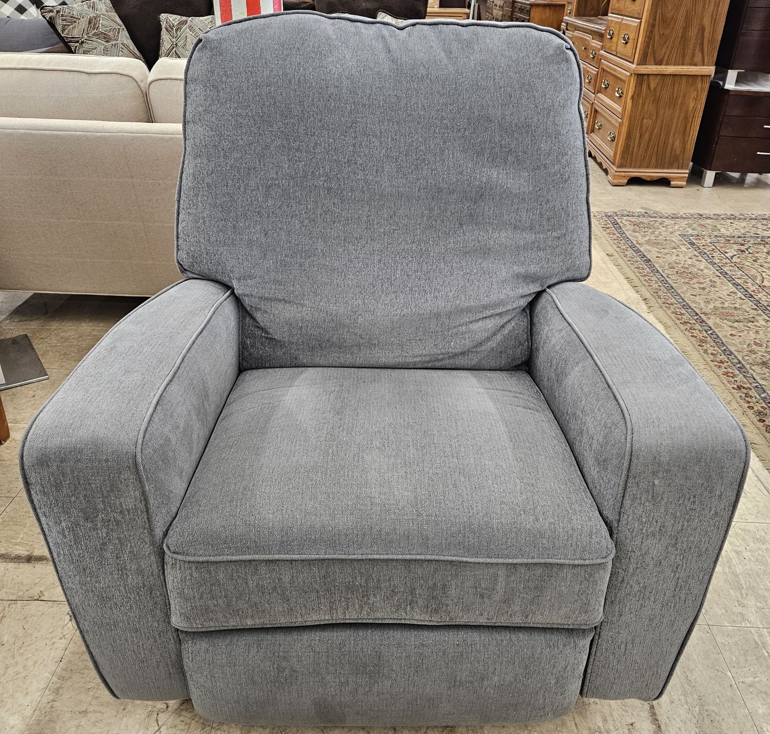 Grey Swivel, Rocker, Recliner Armchair