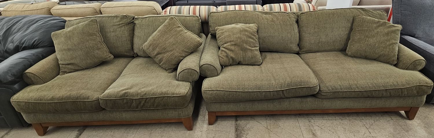 Comfortable Green Couch &amp; Loveseat