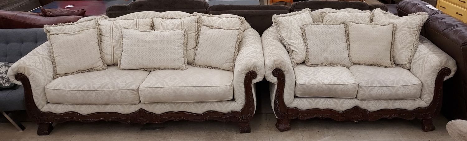 Lounger/Davis Sleigh Style Couch &amp; Loveseat