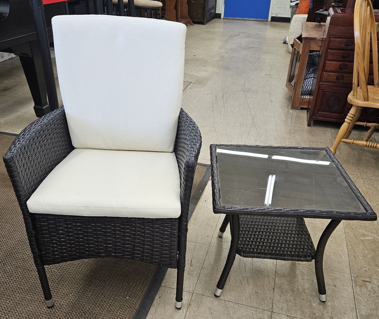 Stylish Wicker Chair &amp; Matching Table