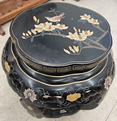 Vintage Chinese Lacquer Wood Side Table