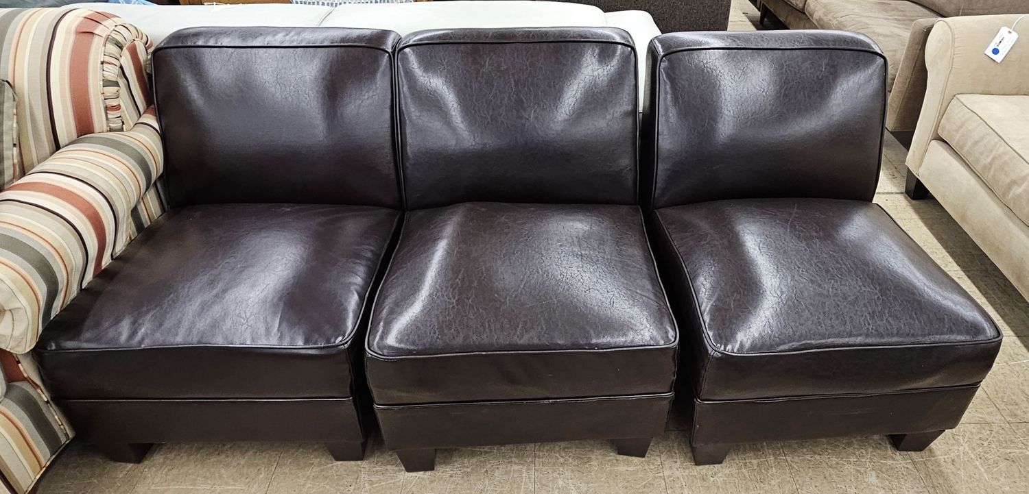 3 Faux Leather Chairs