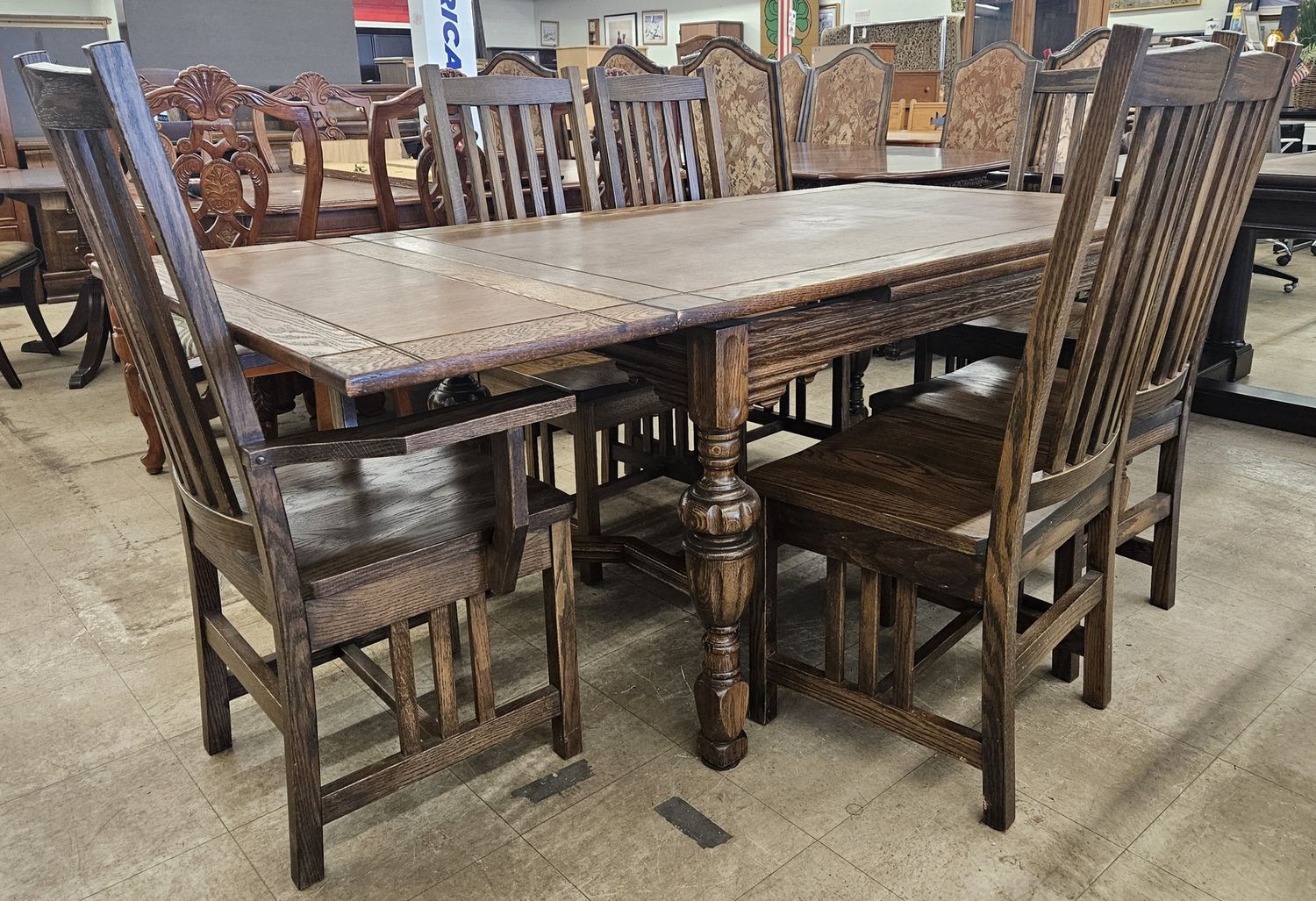 Antique Bernhardt wooden dining table set.