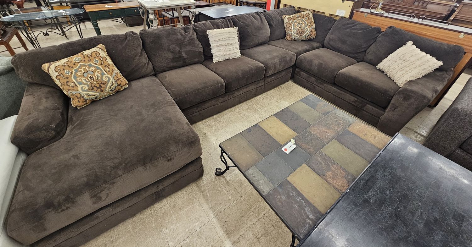 Dark brown microfiber sectional couch!