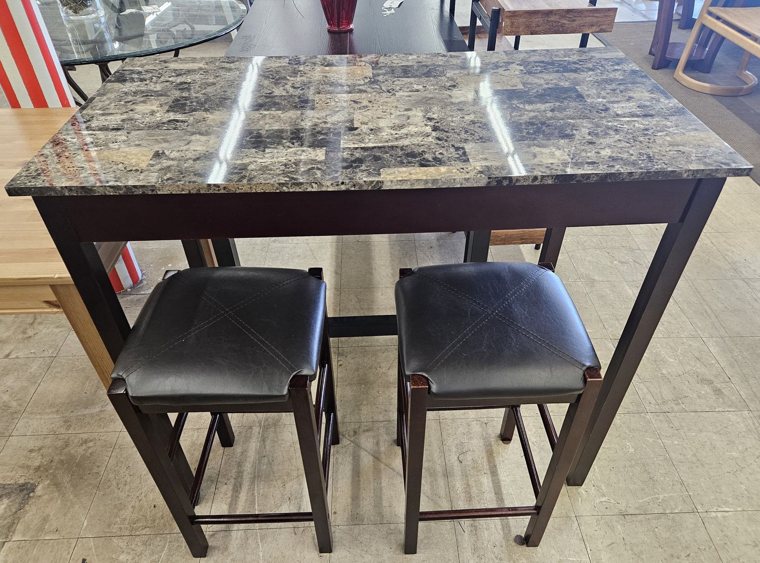 Hightop rectangle table kitchenette set &amp; 2 barstools!