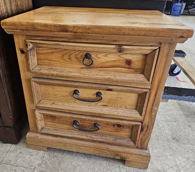 Rustic solid wood knotty pine nightstand