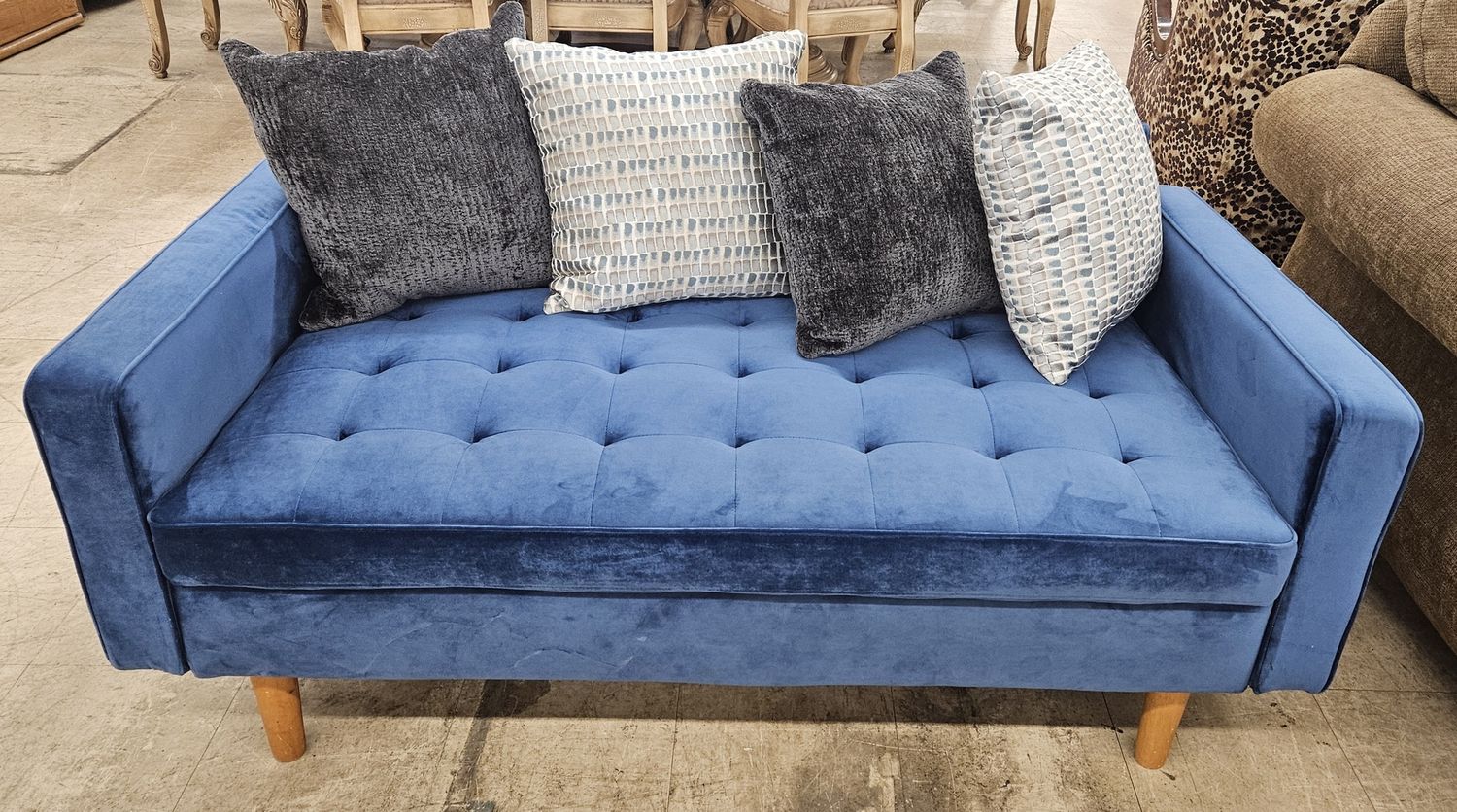 Beautiful Blue Velvet Sofa