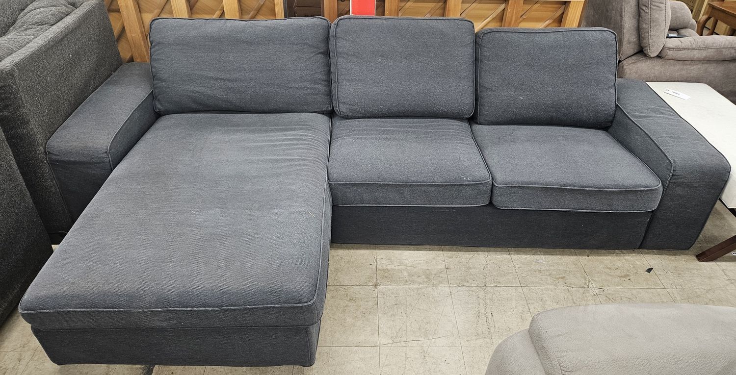 Navy/black L-shaped couch