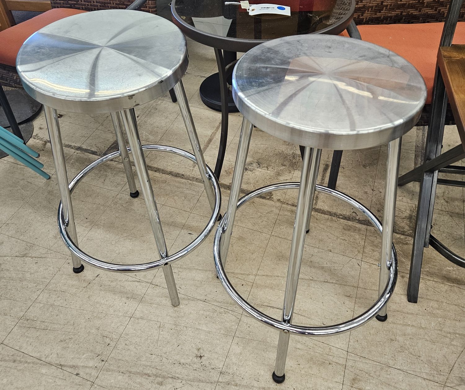 Stainless steel round counter height stools