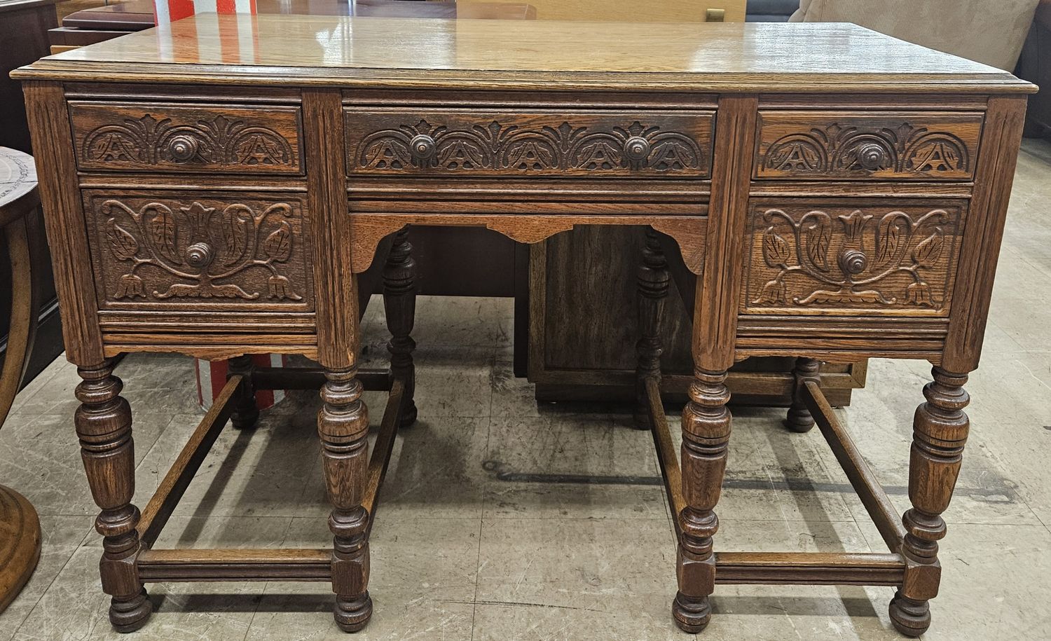 Exquisite antique carved wooden desk