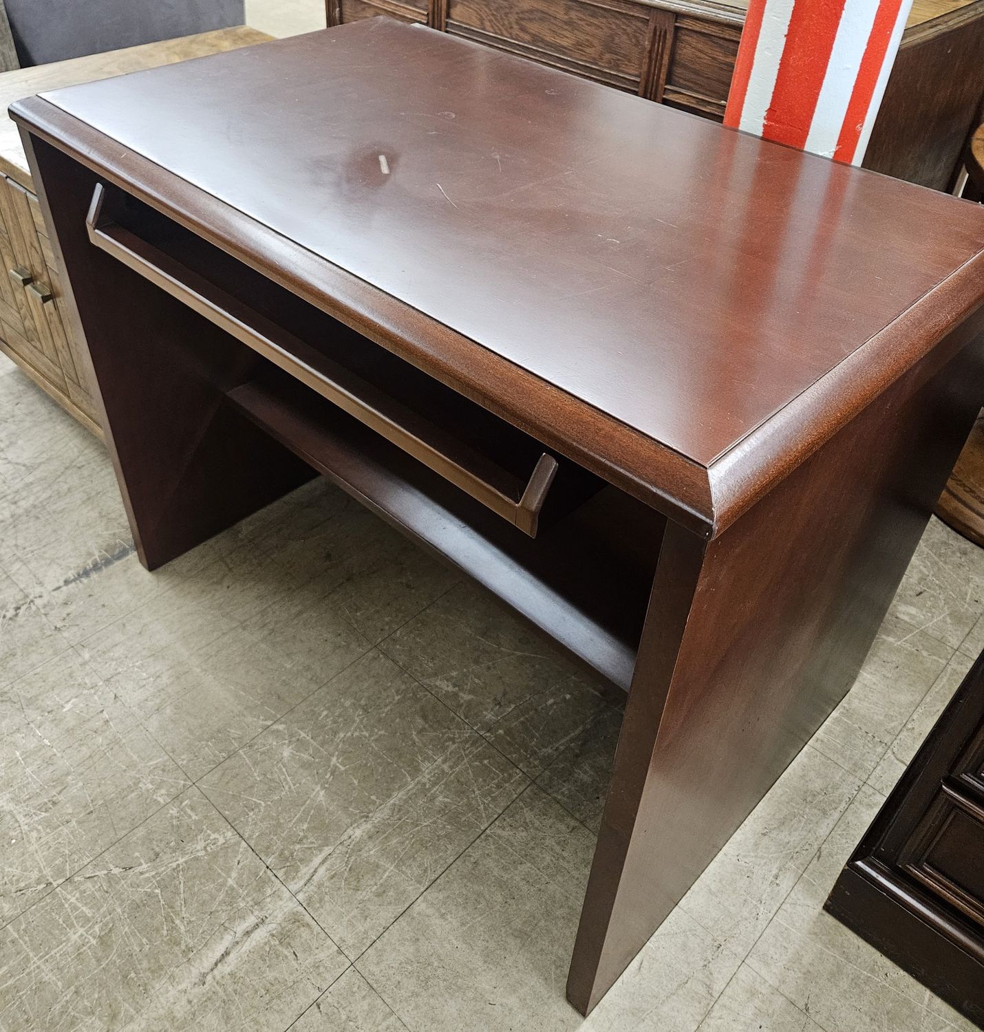 Wooden Computer Desk With Keyboard Platform