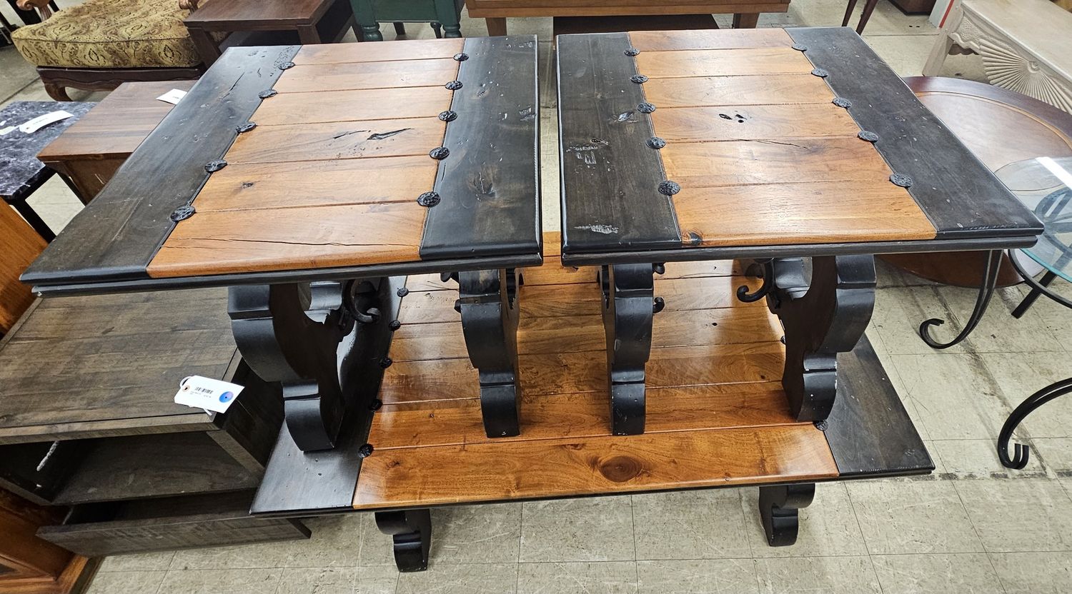 Reclaimed pine coffee table and two matching end tables