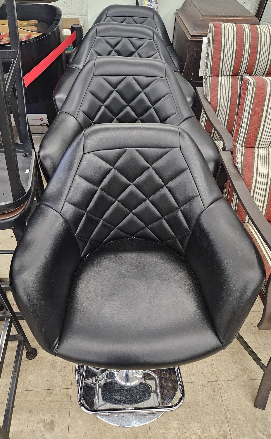 Black leather salon chairs - 2 Available