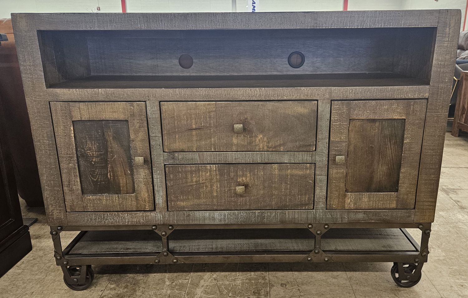 Industrial Rustic Reclaimed Wood TV Stand