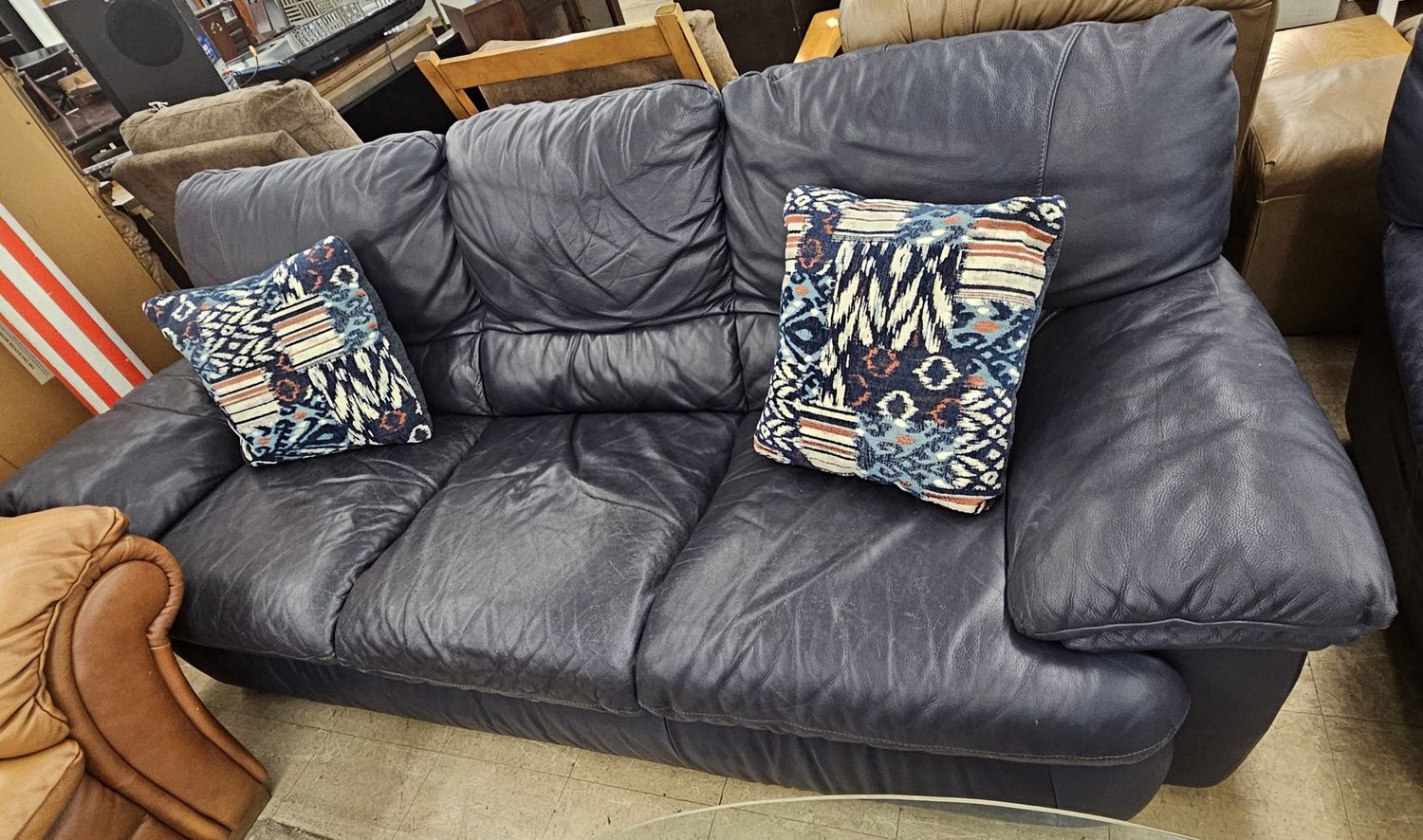 Deep blue couch and matching chair set