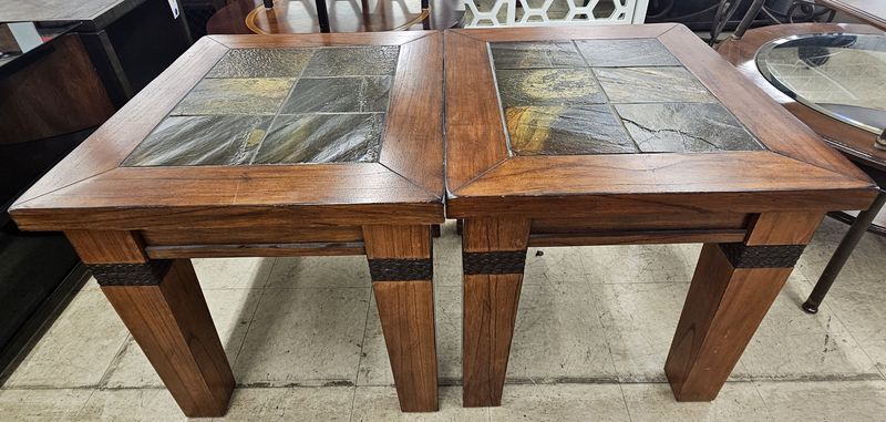 Sleek Stone Top End Tables