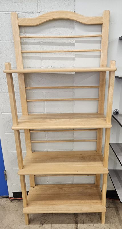 Blonde wooden bakers rack