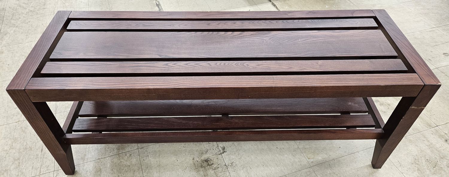 Dark Cherry Wooden Backless Bench