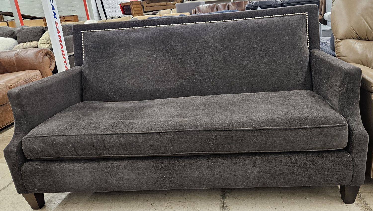 Grey couch from Bassett Furniture