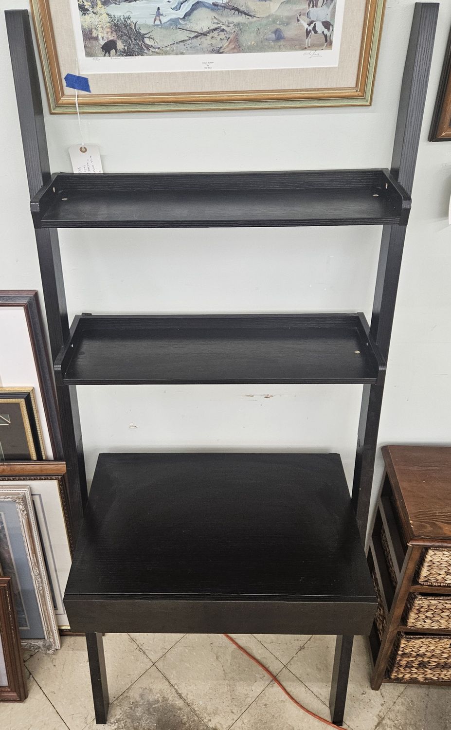 Sleek and modern 2-shelf leaning ladder desk