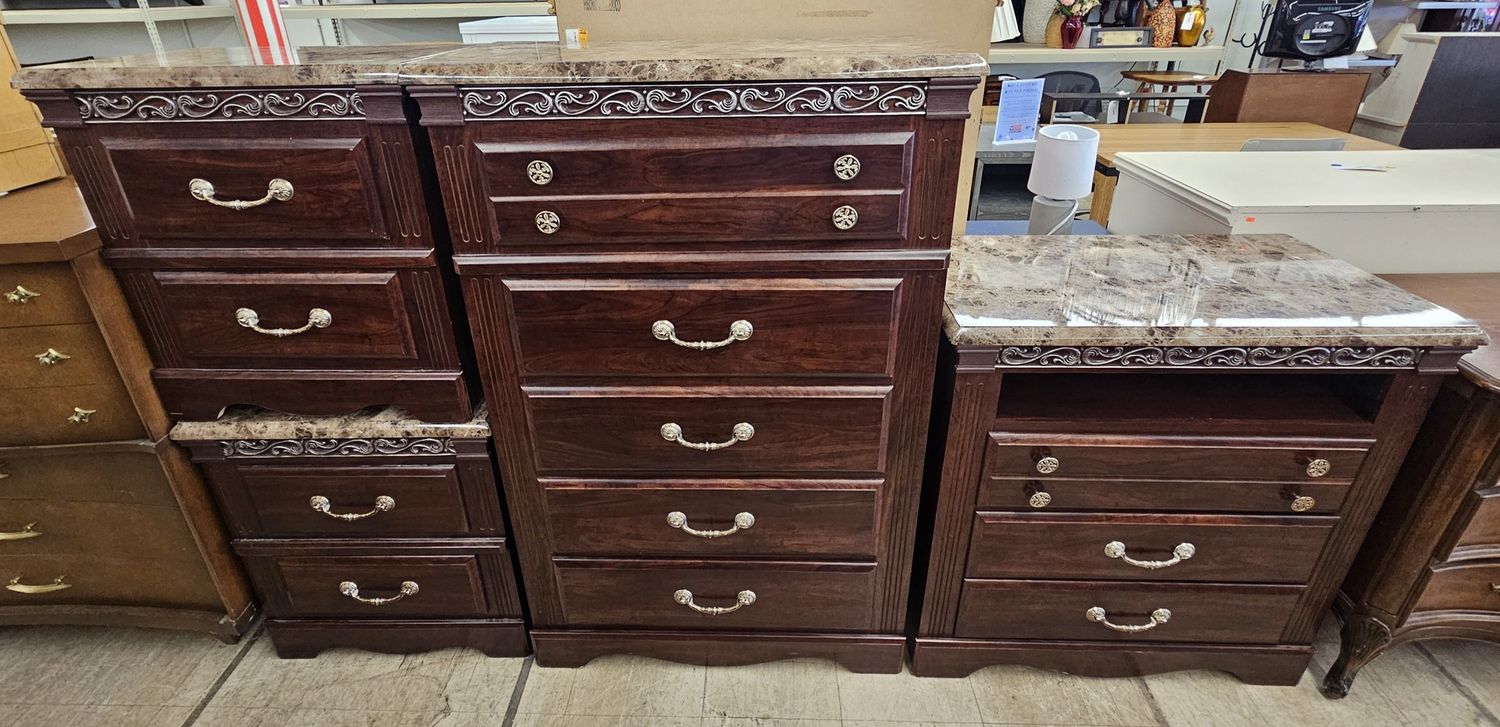 Luxurious Granite-top Dresser Set