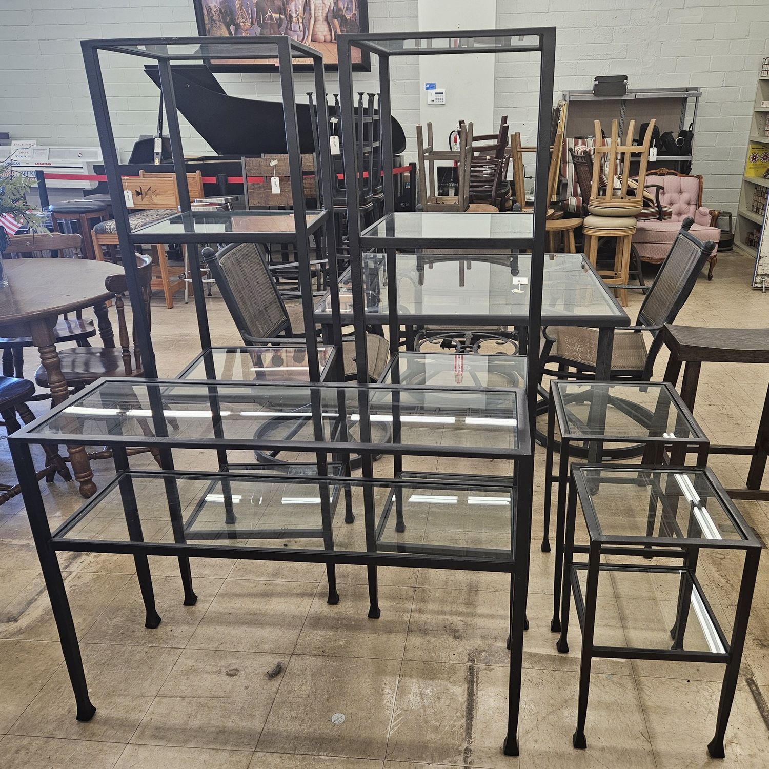 Living room set - 2x shelving units, hall table, 2x end tables