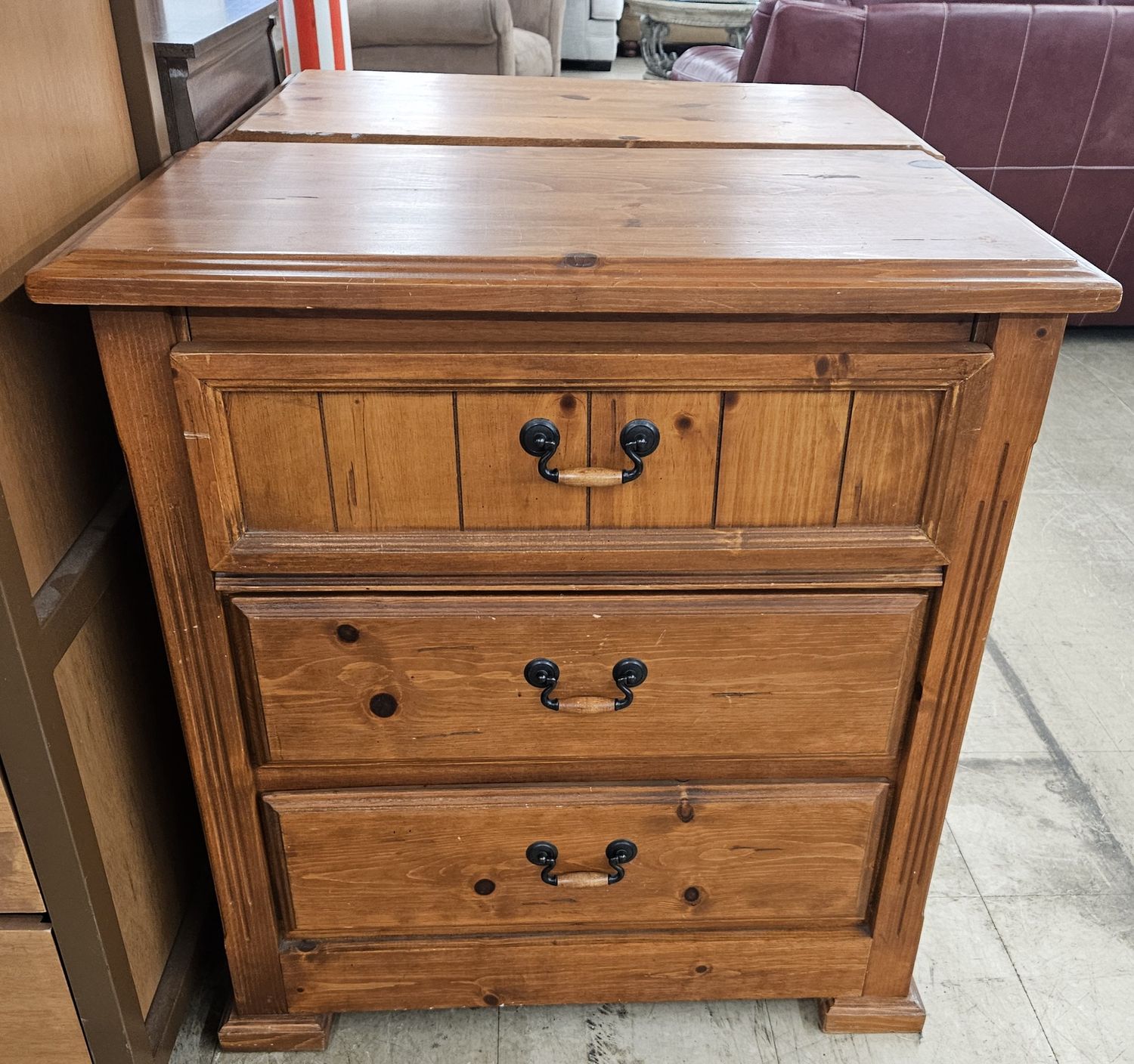 Rustic Golden Pine Nightstands - Set of 2