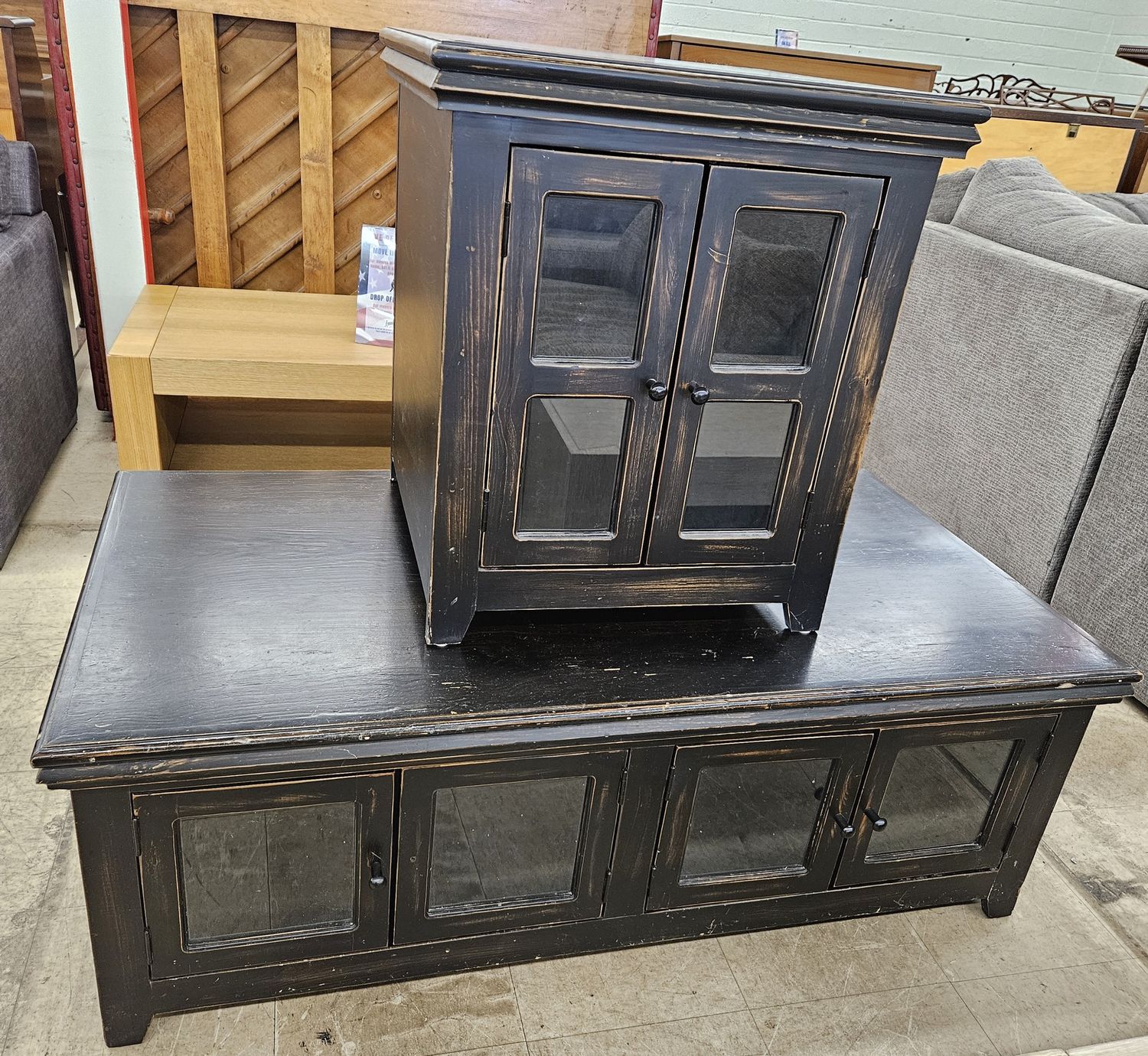 Crate &amp; Barrel Rustic Coffee Table &amp; End Table