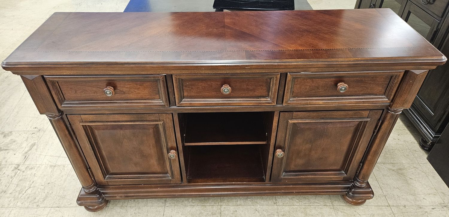 Cherry solid wood media cabinet