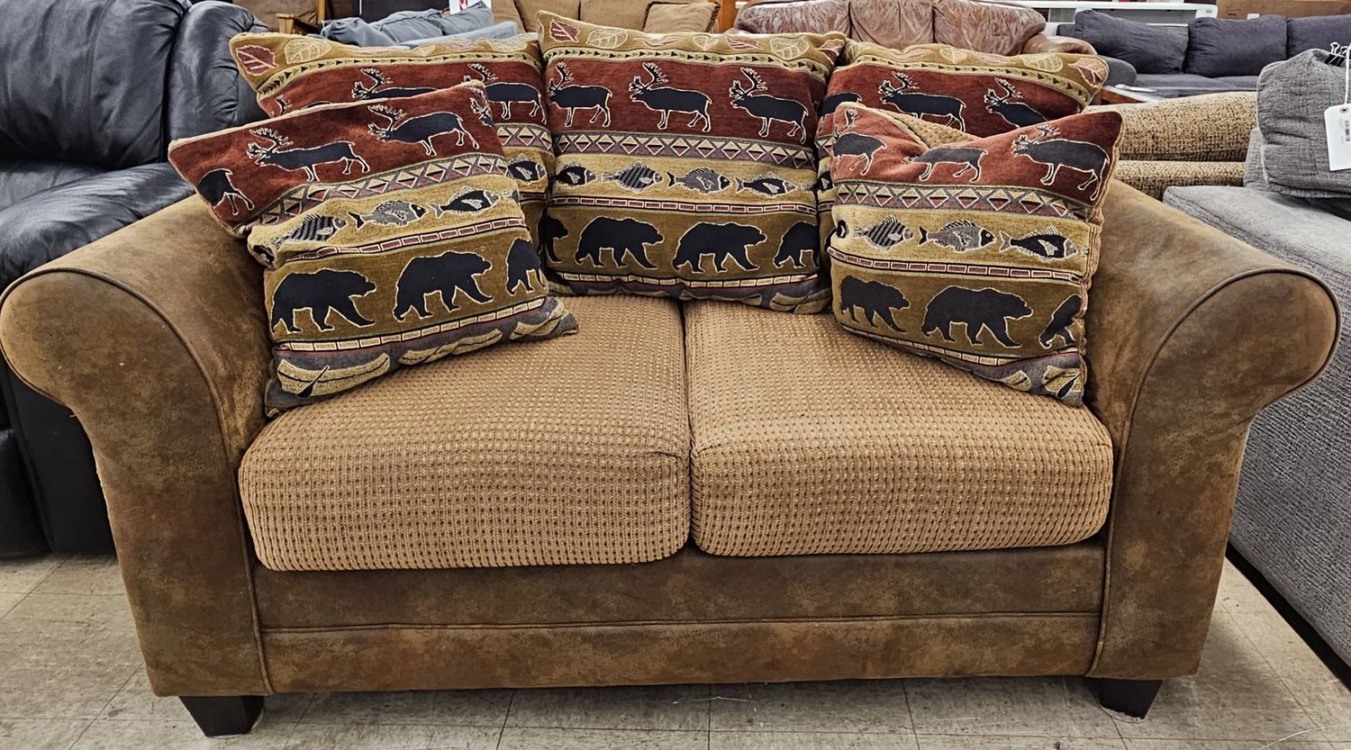 Beautiful brown fabric loveseat