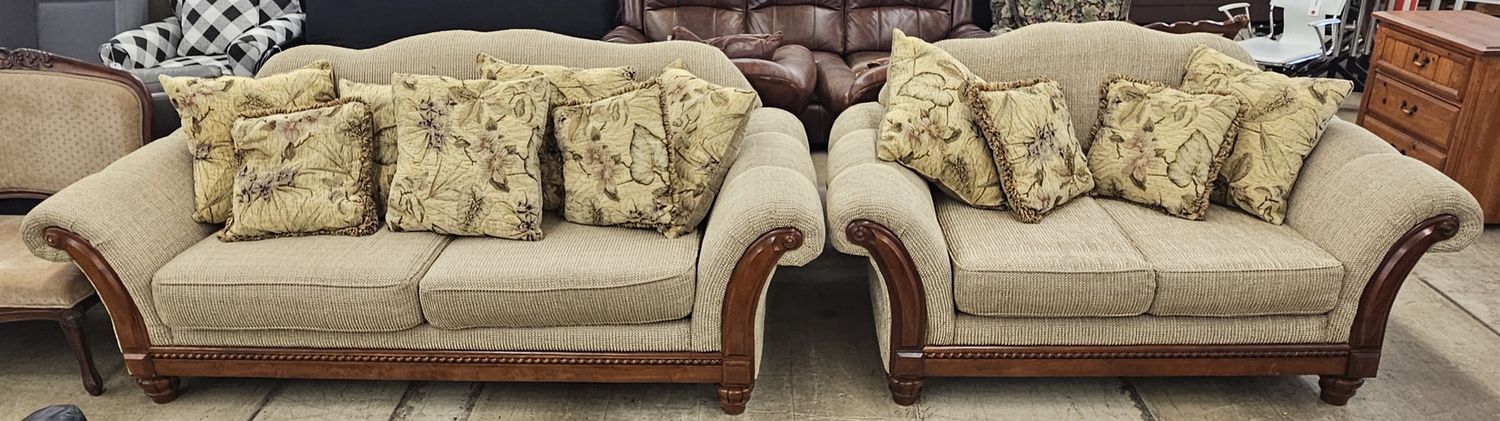 Chesterfield style camelback couch set - couch &amp; loveseat