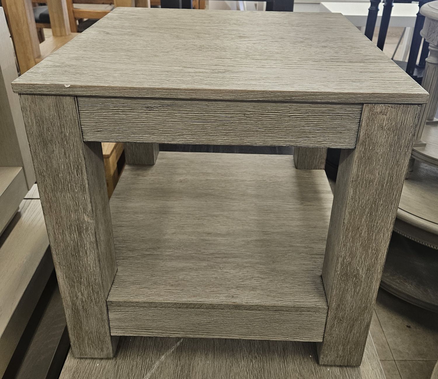 Maven Lane Paulo Wooden Side Table in Weathered Grey Finish
