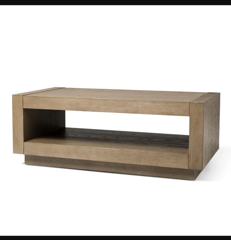 Maven Lane Tavolino Artemis Legno Massello Grigio 2 Ripiani 50x50x56 Cm