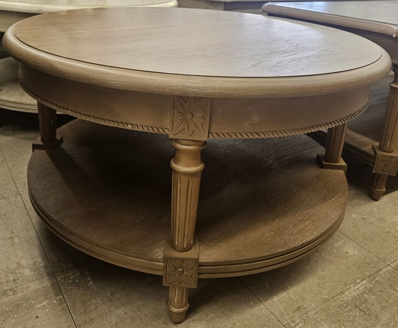 Coffee Table:  Maven Lane Pullman Large Curved 2-Tier Round Wooden Coffee Table - BRAND NEW