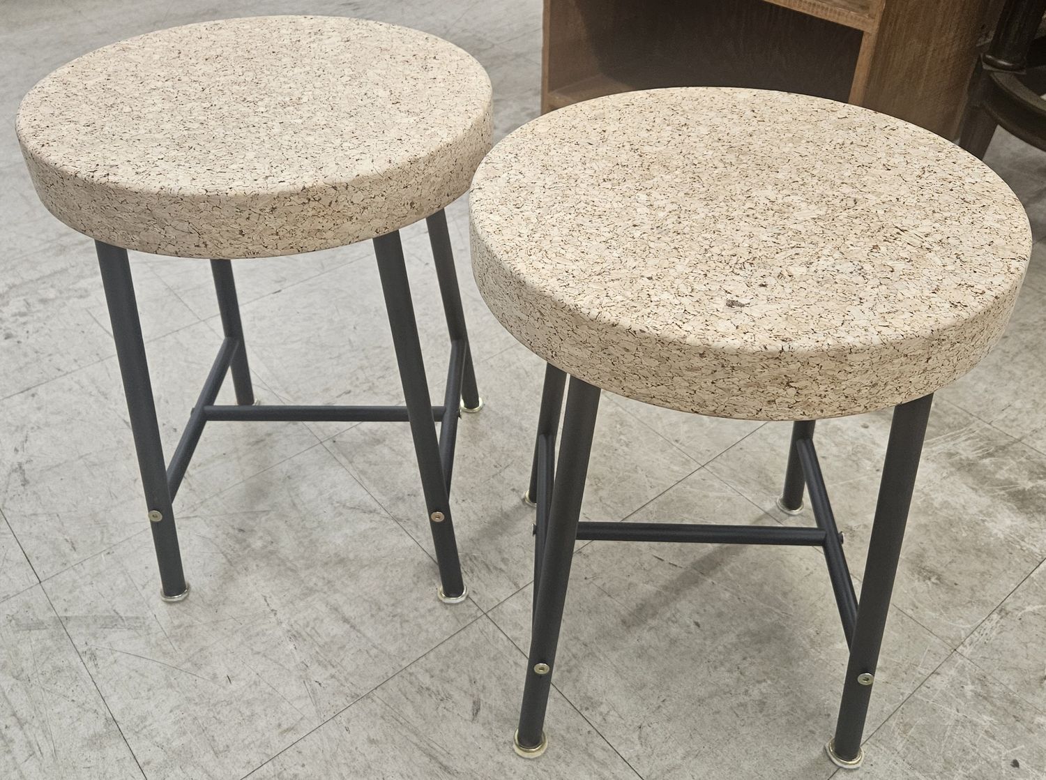 Set of 2 IKEA cork seat stools