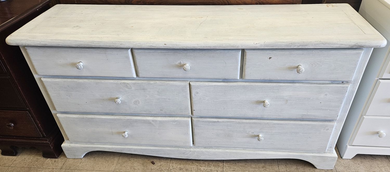 White Painted Wooden Lowboy Dresser