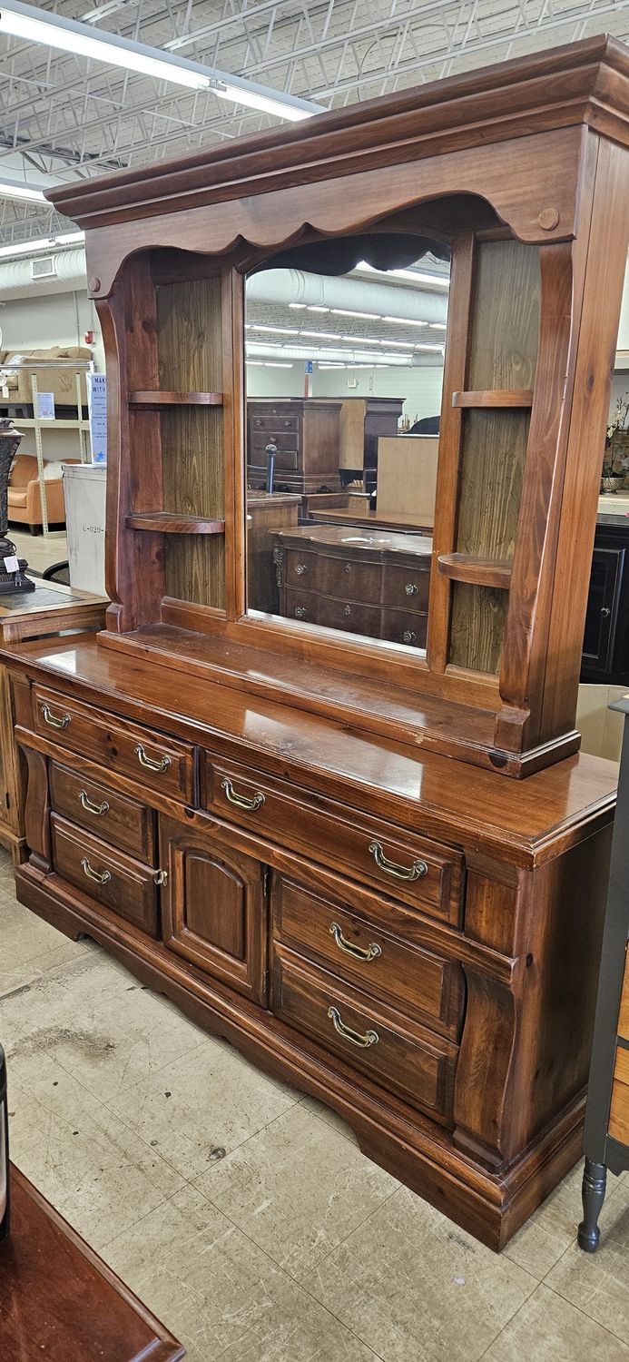 Solid Wood Lowboy Dresser &amp; Mirror ** DELIVERY AVAILABLE