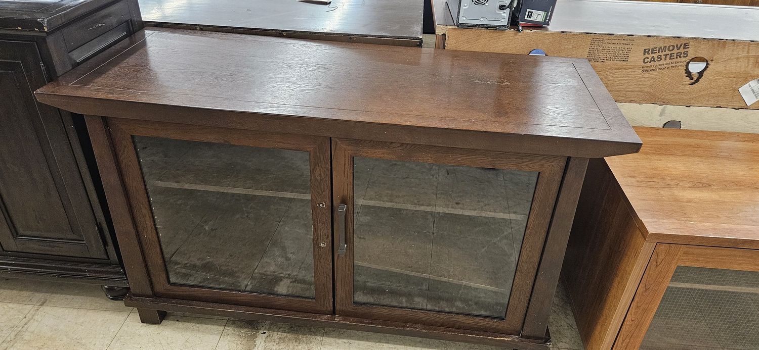 Dark TV Stand With Glass Doors **DELIVERY AVAILABLE