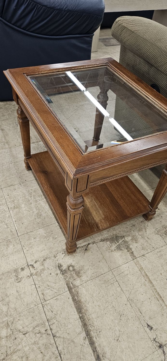 Dark Glass Top End Table  **DELIVERY AVAILABLE