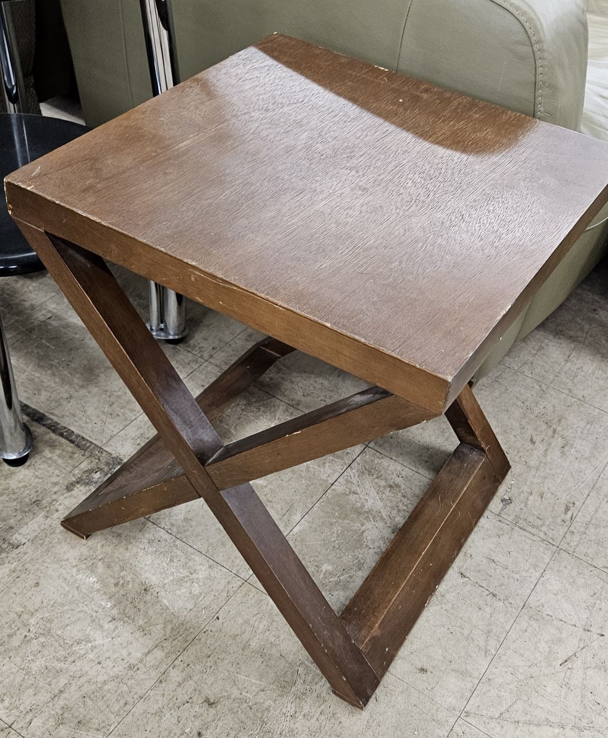 Wood End Table with X Base