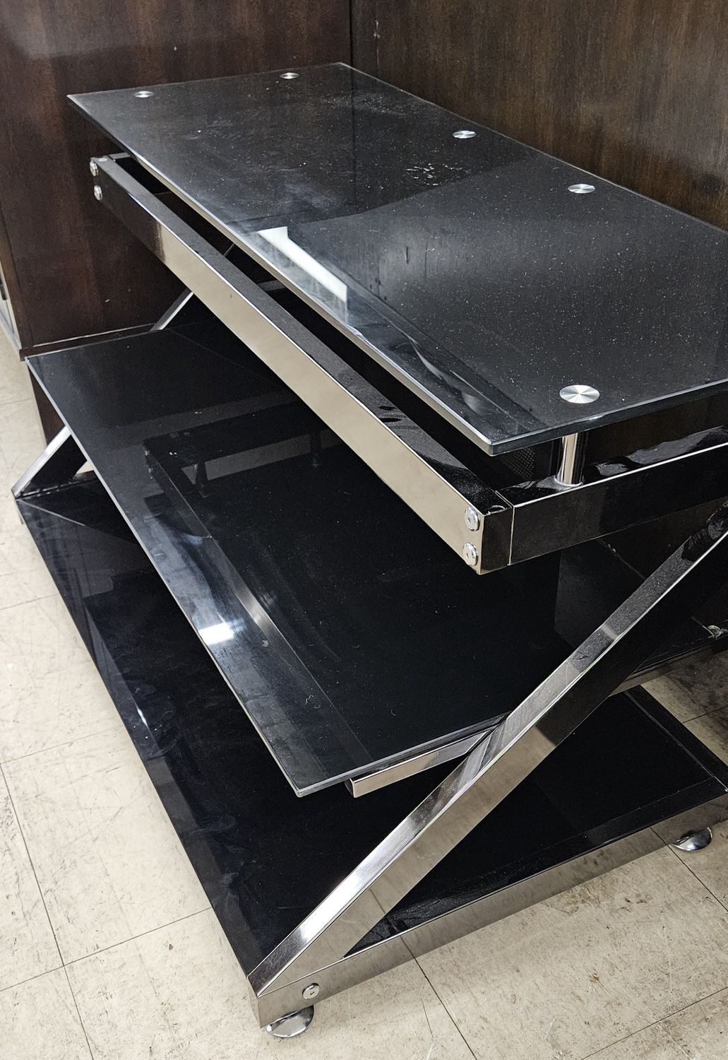 3 Tier Glass / Chrome TV Stand - Media Center **DELIVERY AVAILABLE