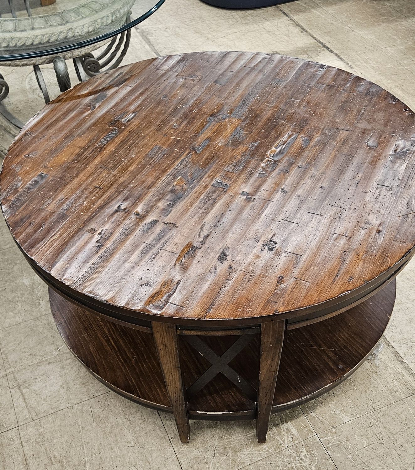 Distressed Wood &amp; Iron Coffee Table **DELIVERY AVAILABLE