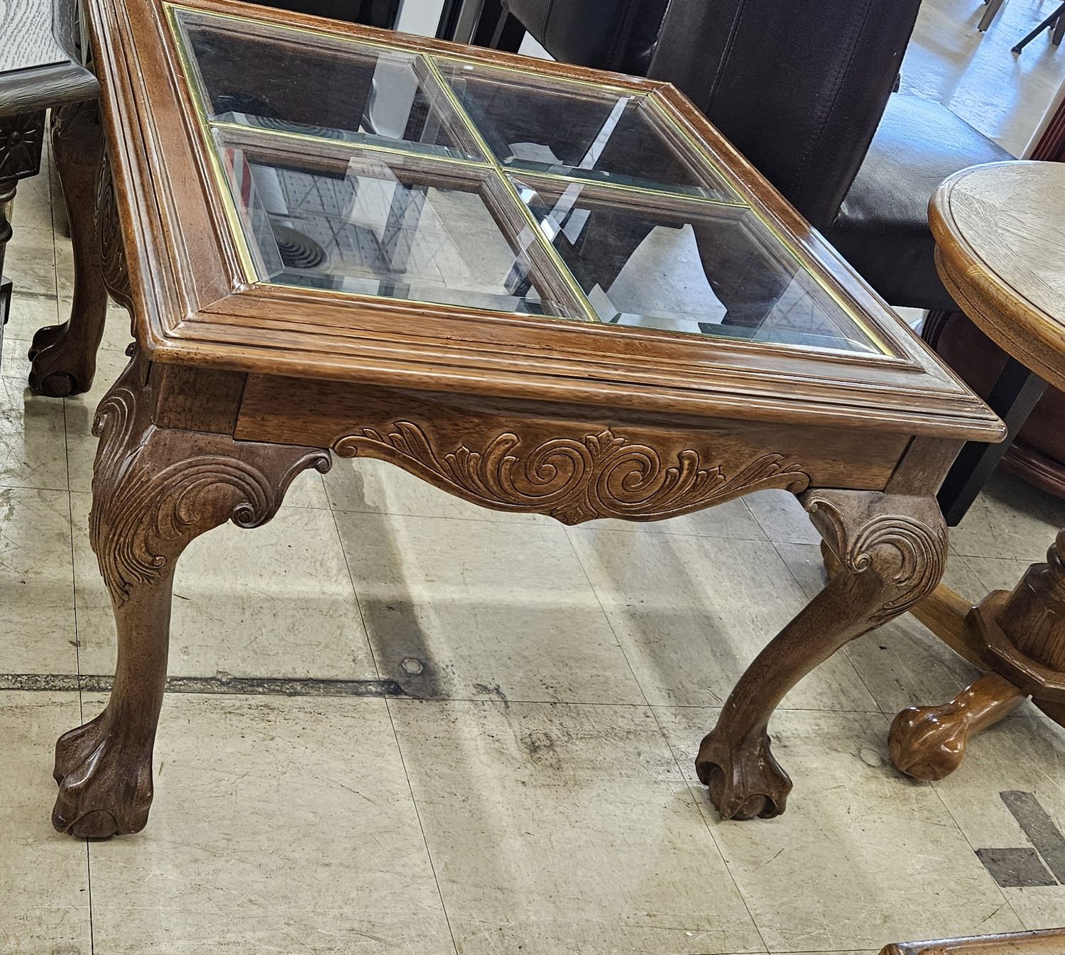 Claw Foot4 Pane Glass Top Coffee Table