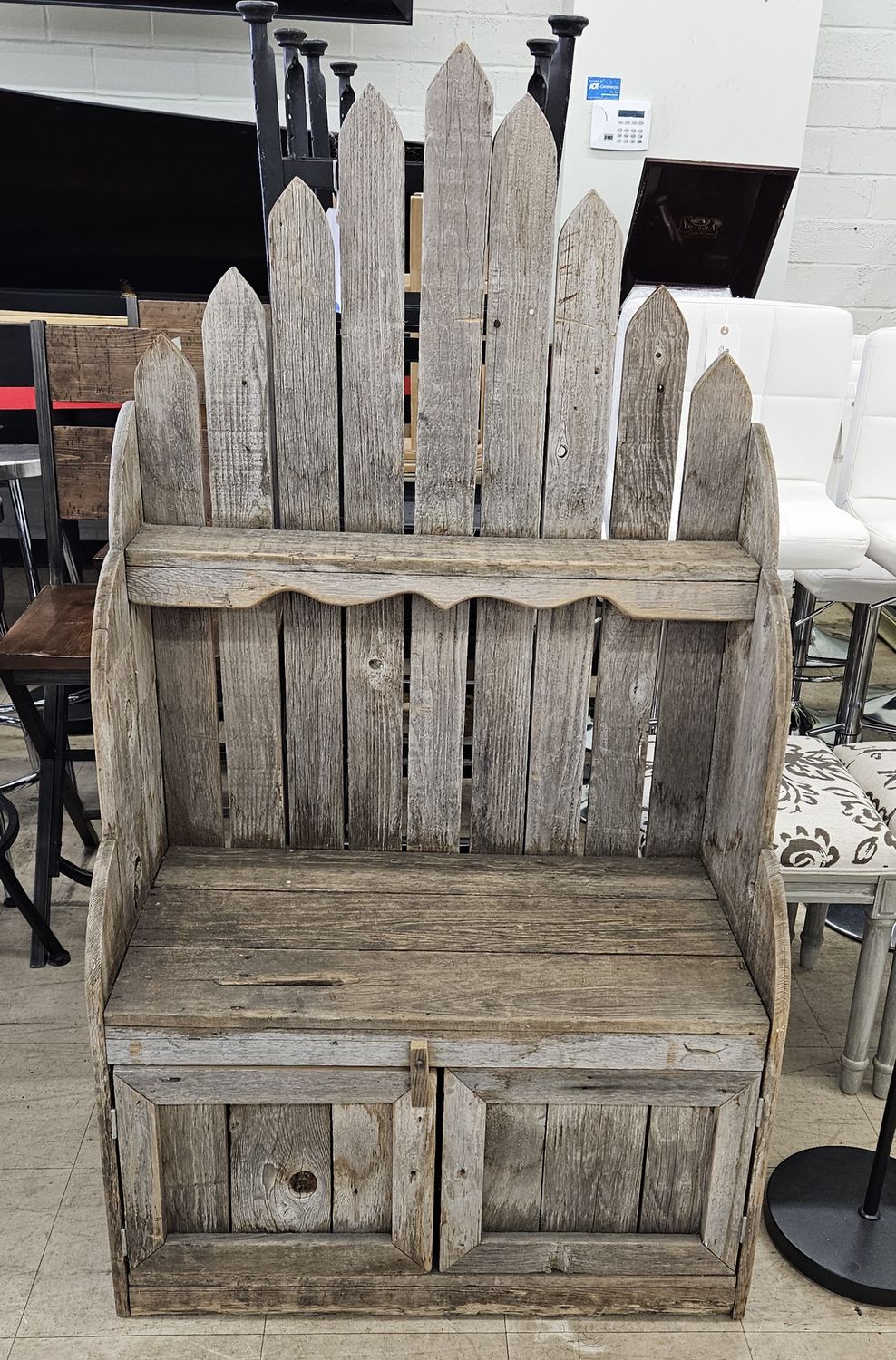 Rustic Bench with Storage Cabinets &amp; Shelf **DELIVERY AVAILABLE