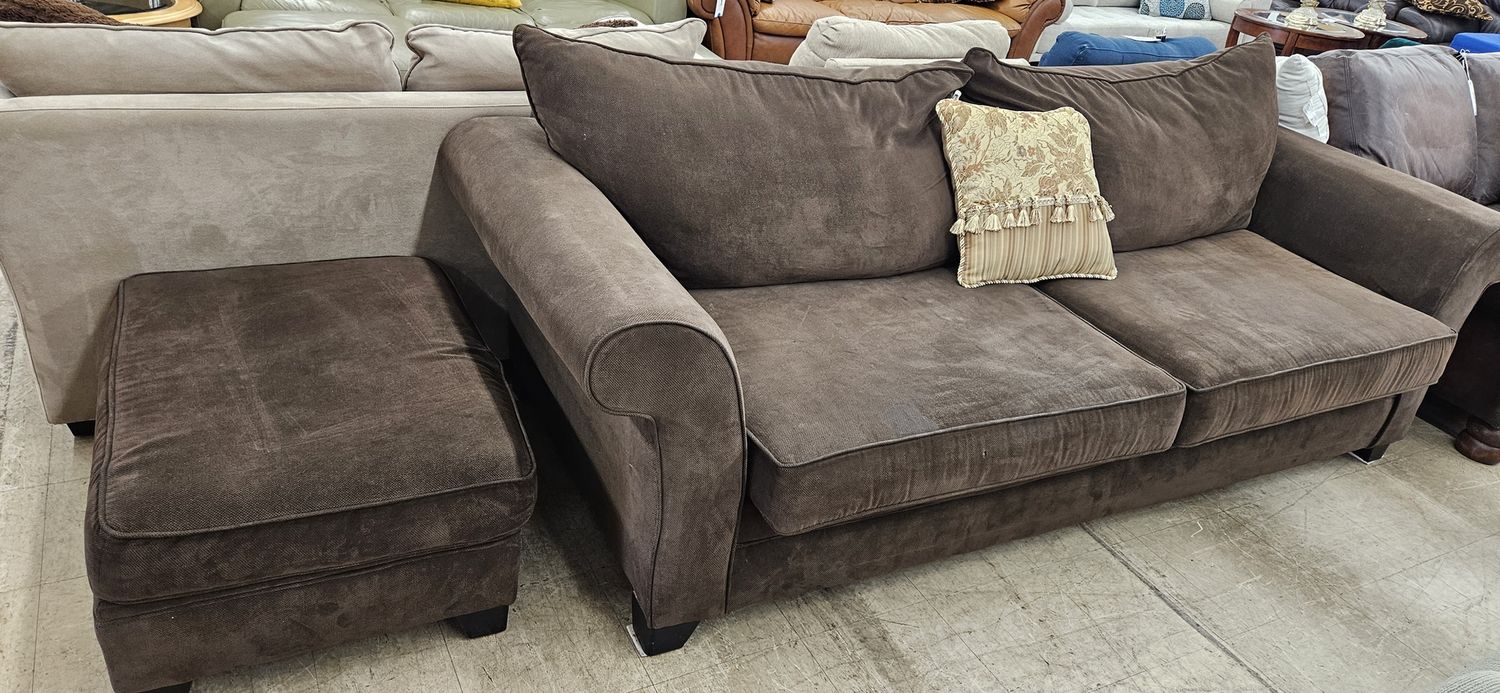 Chocolate Brown Couch with Ottoman **DELIVERY AVAILABLE