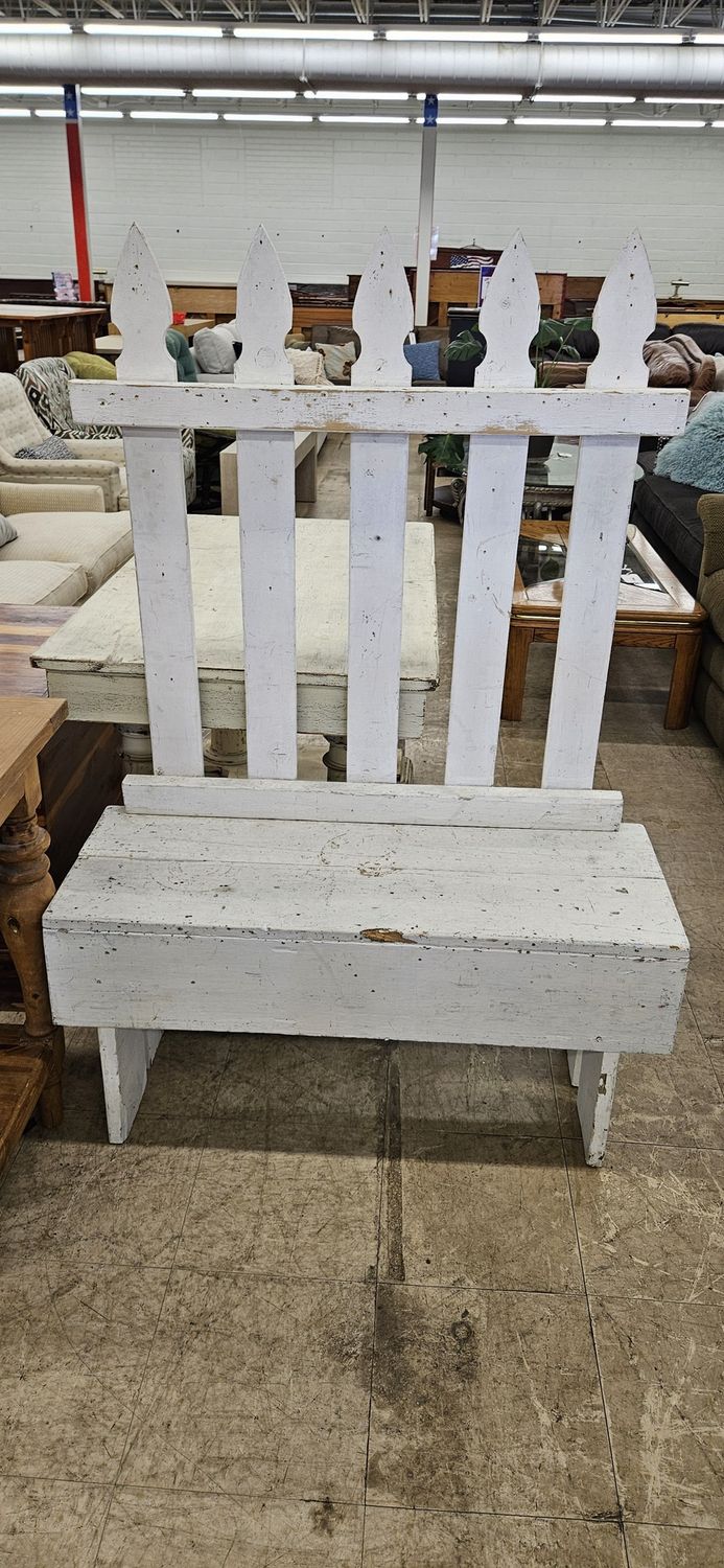 White Picket Bench with Shelf **DELIVERY AVAILABLE