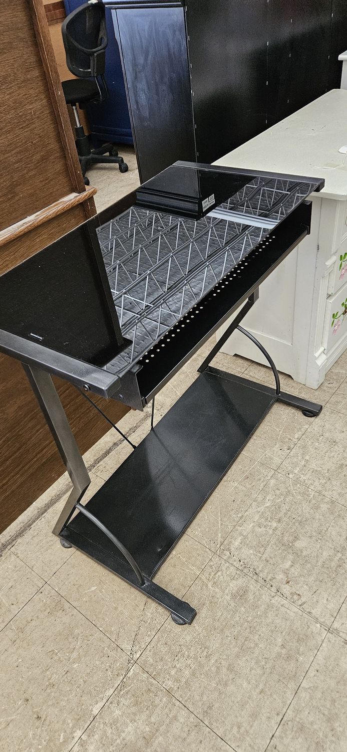 Sleek Small Glass and Steel Desk