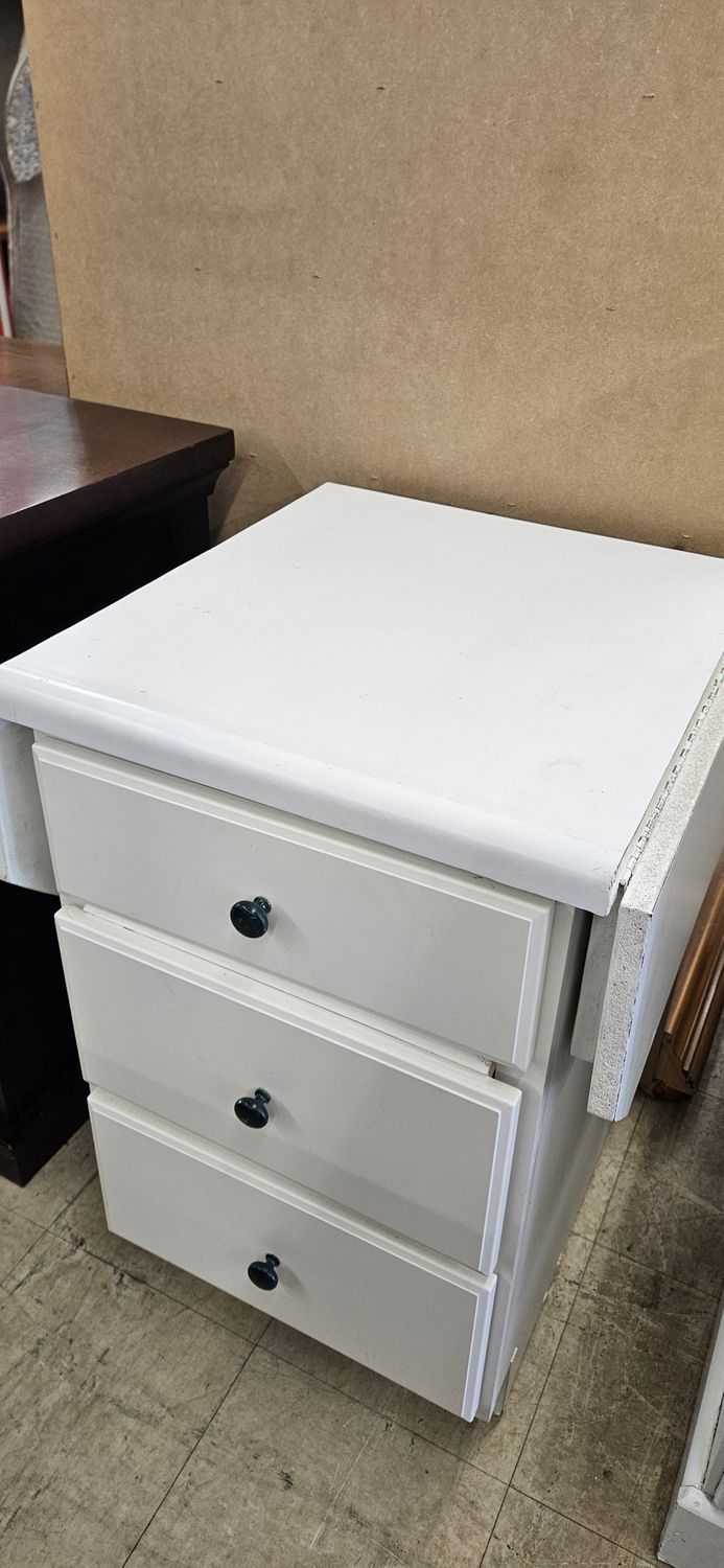 White Drop Leaf 3 Drawer Table